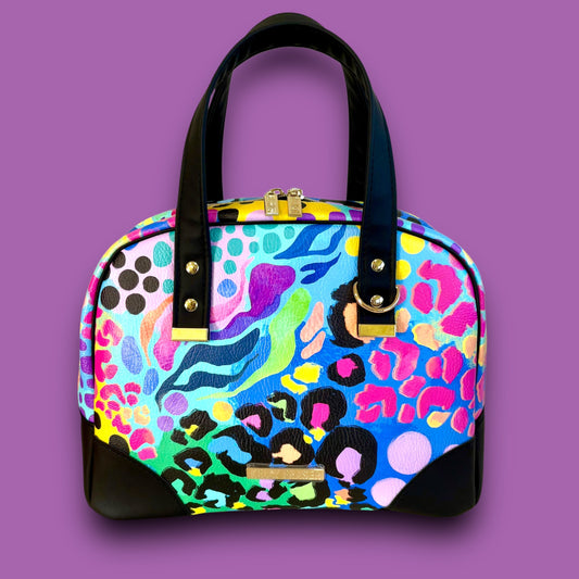 Electric Leopard Bowler Bag